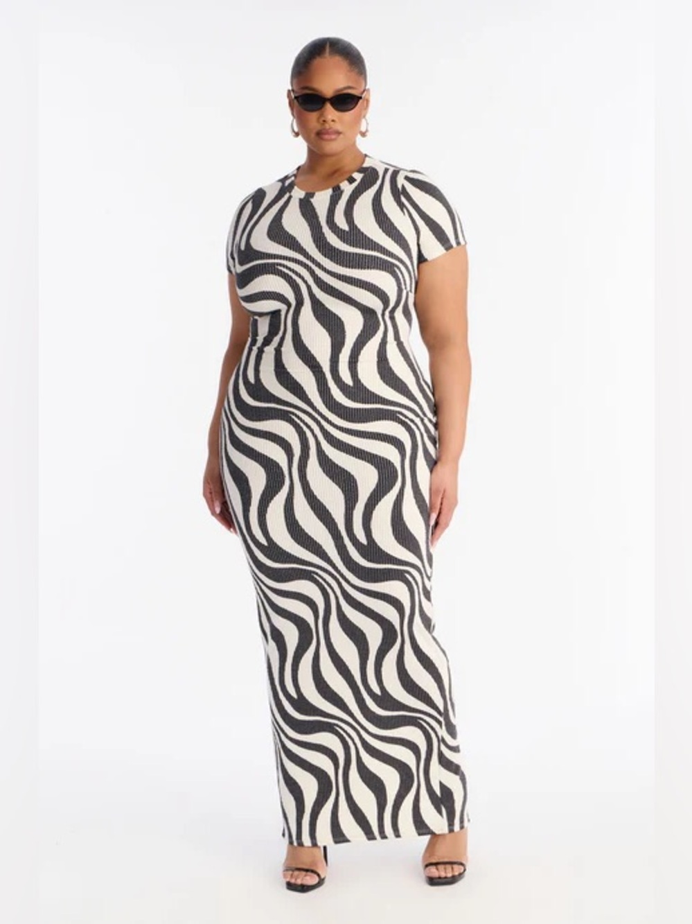 Black & White Swirl Print Maxi Dress